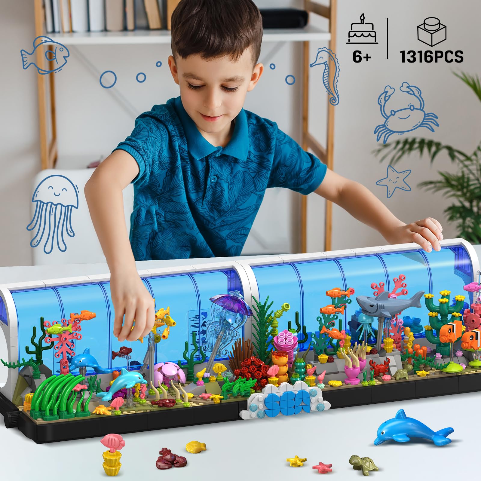 HOGOKIDS Aquarium Building Sets 2 Styles Oceanarium Building Toy for HogoKidsToys