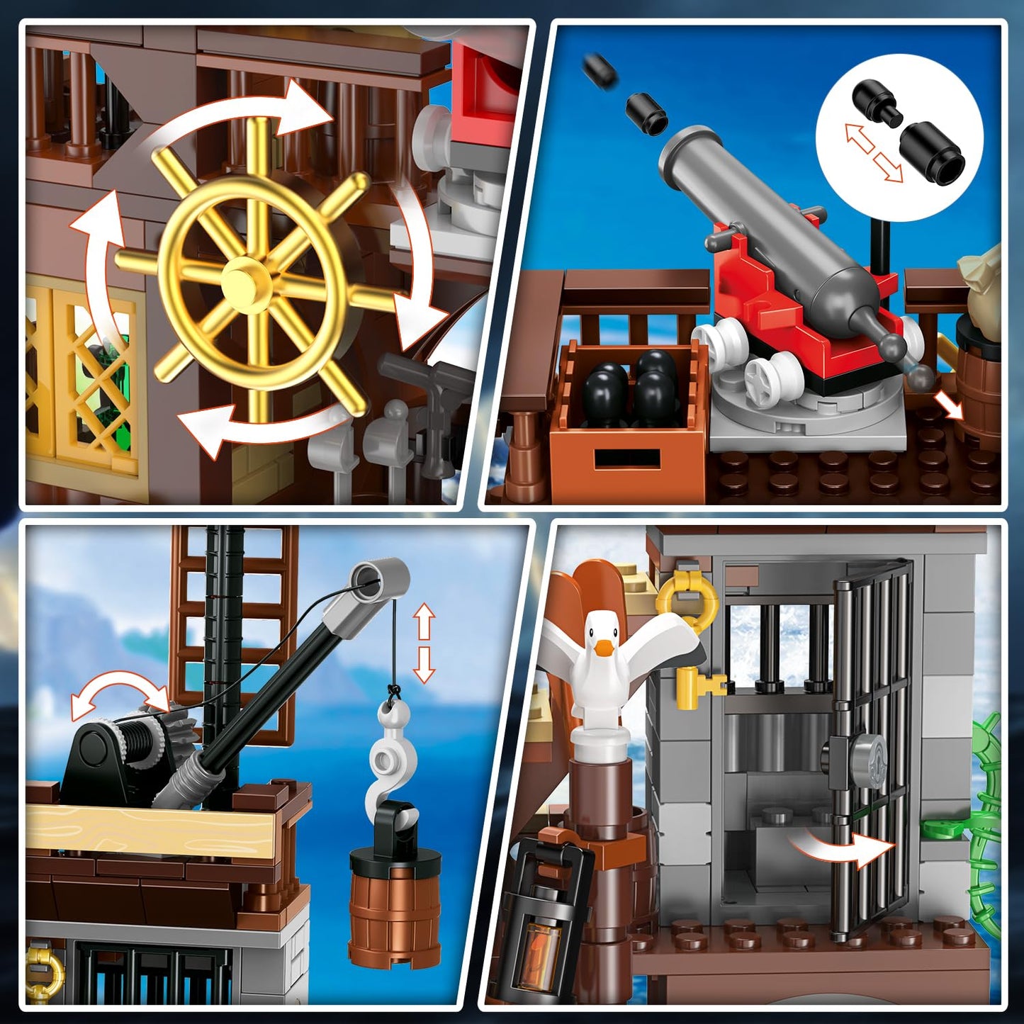 HOGOKIDS Pirate Ship House Building Set with LED Light 781 PCS